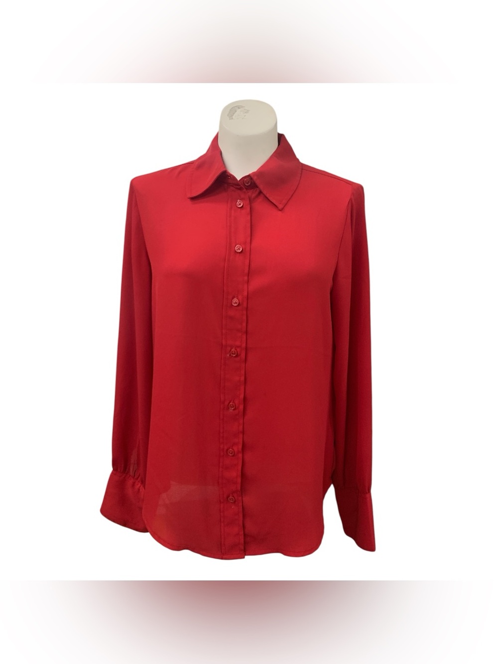 Suzy Shier Red Button-Down Shirt Size S